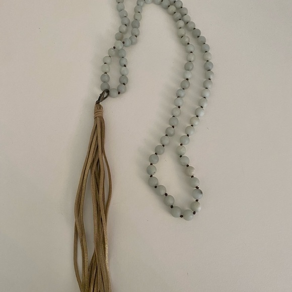 Necklace with Metallic Gold Leather Tassel - Picture 3 of 3